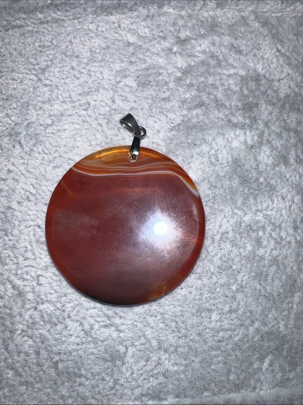 Unbranded Carnelian Round Pendant - Polished Stone Accent
